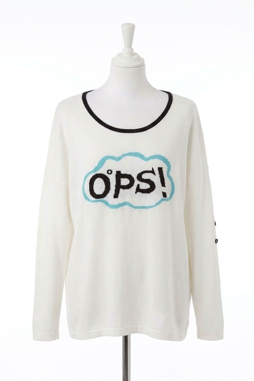 NEW ANGEL word cloud graphic sweater in white multi